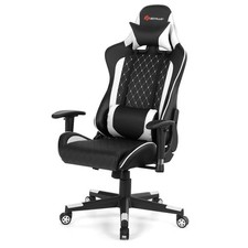 Massage Gaming Chair Reclining Racing Chair with Lumbar Support White