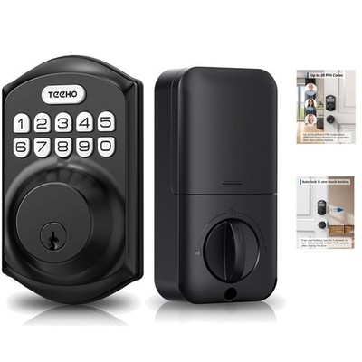 Easy Install Keyless Entry Deadbolt Lock - Matte Black with Long Battery Life