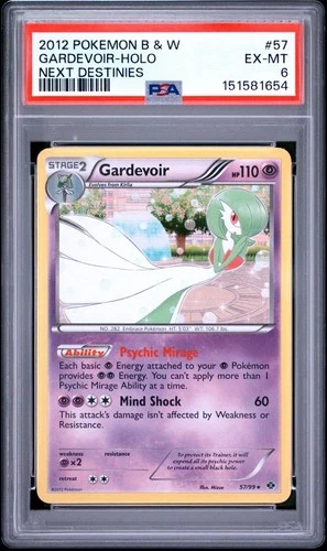 2012 Pokemon B&W Next Destinies 57/99 Gardevoir Holo Rare PSA 6 EX Vintage Card