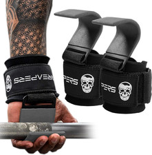 Weight Lifting Hooks Pair , Heavy Duty Power Wrist Straps Hand Grip Support for