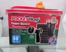 Pocket Hose Copper Bullet Expandable Garden Hose 50 FT with Thumb Spray Nozzle