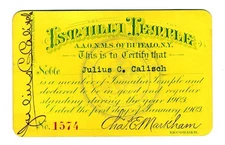 1903 Ismailia Temple Membership Card AAONMS of Buffalo New York