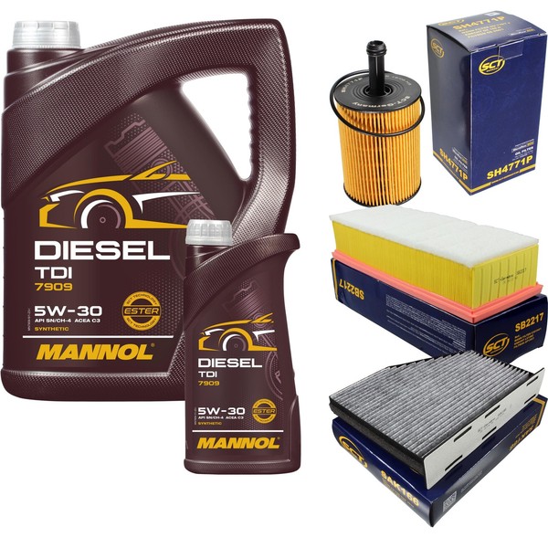 SCT Inspektionspaket 6L Mannol Diesel TDI 5W-30 FüR VW Touran 2.0-image
