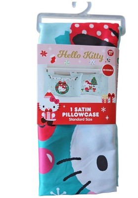Hello Kitty  Holiday Blue Reversible Silky Satin Standard Size Pillowcase