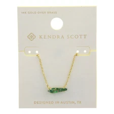 Kendra Scott Indie Pendant Necklace 14K Gold Over Brass Teal Glass