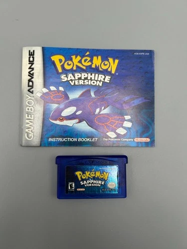 Pokemon Sapphire Version GBA Authentic Cartridge + Manual NO BOX Untested