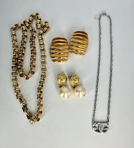 Vintage Givenchy Costume Jewelry Lot,  2 Pairs Earrings, 2 Necklaces