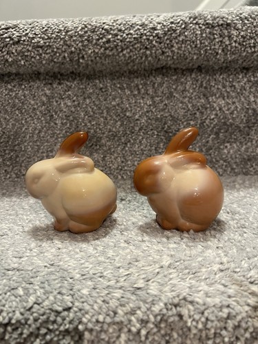 Two Fenton Slag Art Glass Chocolate Bunny Figurine 100th Anniversary - Picture 6 of 8