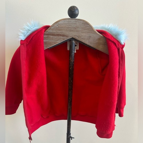 Child’s Red Hoodie Size 6 Monster Horns Blue Fur Bird Zip Up Handmade Artisan - Picture 2 of 10