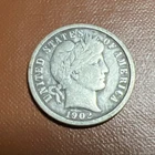 1902 Barber Silver Dime.  Fine Condition.