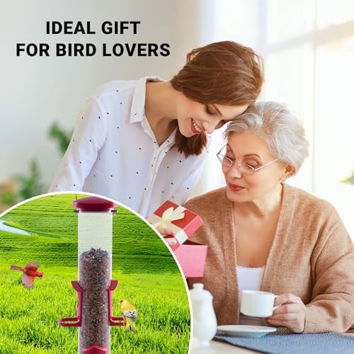 Tube Bird Feeder for Outdoors Hanging Finch Feeders for Outsides Metal 4 Ports  - Picture 8 of 9