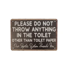 Rustic Country Tin Do Not Flush Warning Sign Retro Farmhouse Bathroom Wall Decor