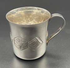 Tiffany Sterling Silver Childs / Baby Cup ABC  s Blocks Hand Chased No Monogram