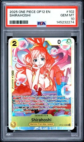 2025 ONE PIECE OP12-LEGACY OF THE MASTER #102 SHIRAHOSHI PSA 10