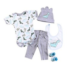 Reborn Baby Dolls Boy Clothes 22 inch Gray Dinosaur Outfit Accessories 5 pcs