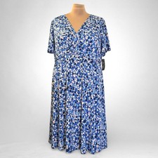 Jessica Howard Plus Size Printed V-Neck Short-Sleeve Dress, NEW! 20W