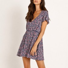 SPELL Jasmine Dress Size Medium M 90's Mini Floral Short Boho Hippy Summer Zipup