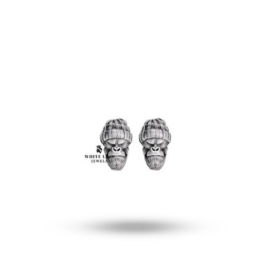 White Lion jewels Gangster Monkey Dschungel Tier Ohrstecker 925 Silber