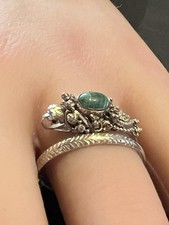 Vintage Snake Sterling Silver Malachite Serpent Ring