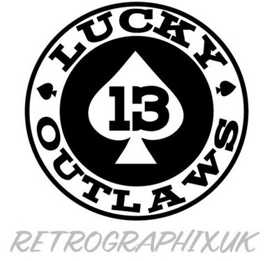Rockabilly Outlaws Lucky 13 Sticker Cafe Racer Hot Rod Rockers Bikers 50s  125mm