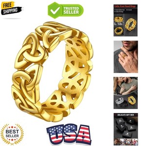 Authentic Celtic Knot Band Rings for Men Women, /18K Gold Plated Viking ...