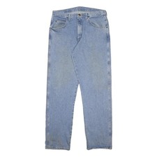 WRANGLER Mens Regular Fit Blue Denim Jeans W36 L34 Classic Cotton Zip Closure