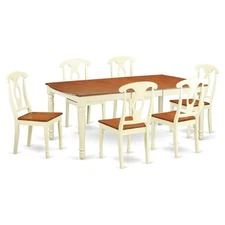 East West Furniture Dover 7-piece Wood Dinette Table Set in Buttermilk/Cherry