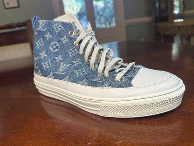 Louis Vuitton Stellar High Top Monogram Denim Lace-Up Zip Sneakers Blue/White