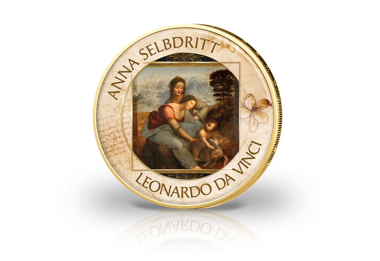 2 Euro vergoldet Farbapplikation Serie Kunst Anna selbdritt