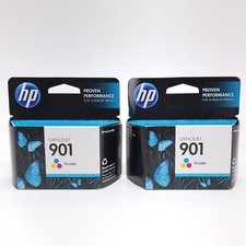 New Genuine HP 901 Color Ink Cartridge LOT 2 HP Officejet 4680 SEALED Exp 2-13