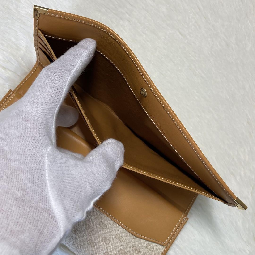 未使用保管　GUCCI グッチ　ビンテージ　長財布　収納　箱　キャメル　ホワイト Used Gucci Vintage Long Wallet Storage Box, Camel and White