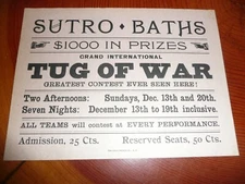 Rare! San Francisco Sutro Baths 1893 " Tug Of War" Flyer.