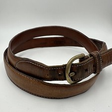 VTG Dooney Bourke Leather Belt Brown Solid Brass Buckle 43 in Waist Made In USA