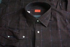 Isaia Napoli 100 Cotton Red Blue Plaid Dress Shirt 40 15 3/4 BRAND NEW