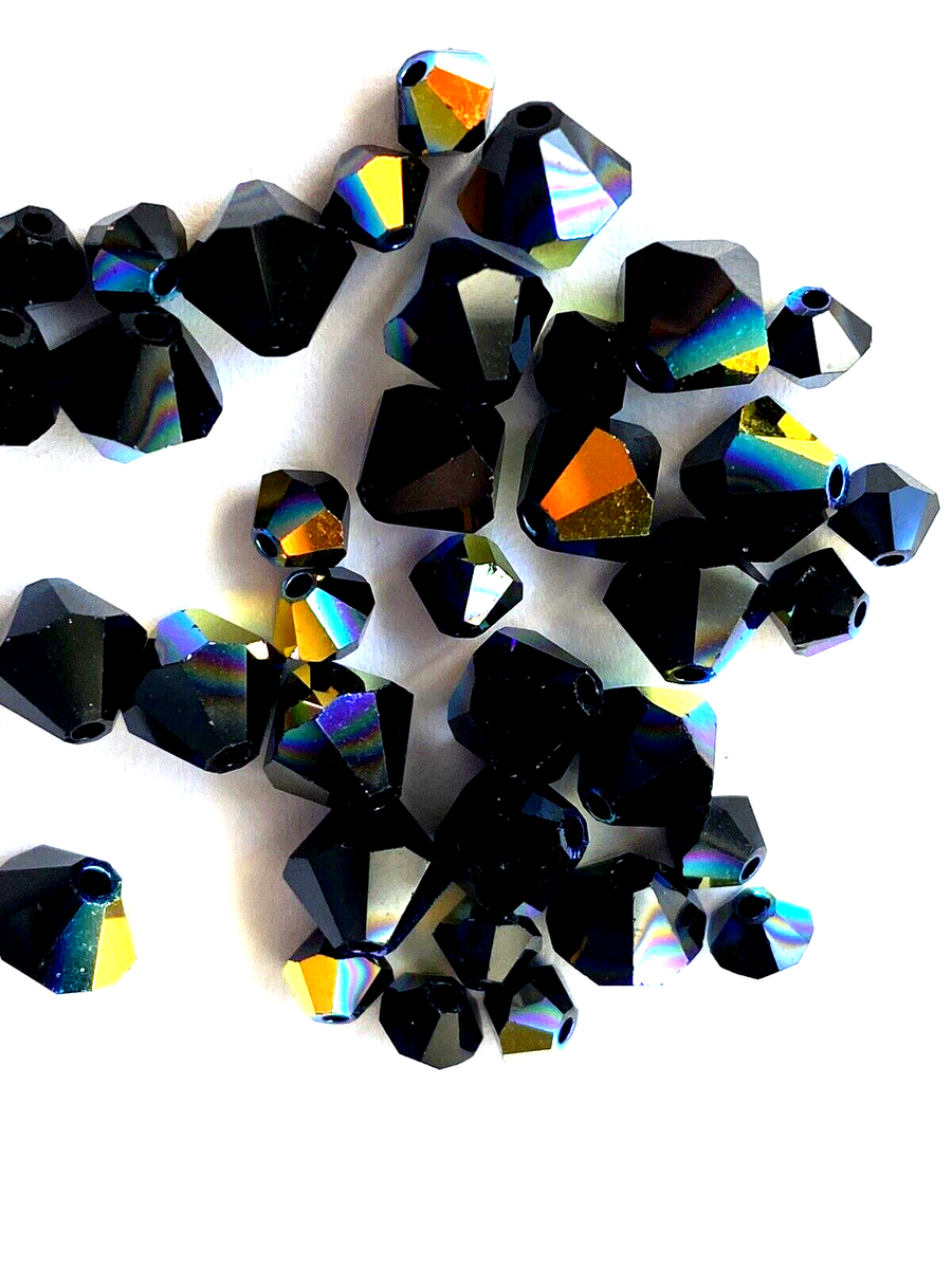 26 CRYSTALE NWT VTG SWAROVSKI Crystal Black Iridescent Beads