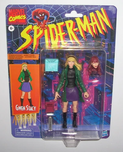 Nueva tarjeta retro Hasbro Marvel Legends Gwen Stacy Spider-Man 2020 sin usar, en caja