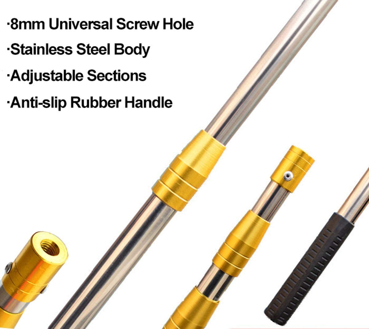 Fishing Hook Harpoon Pole Retractable Telescopic Gigging Fish Frog Gig 8mm Screw Pôle