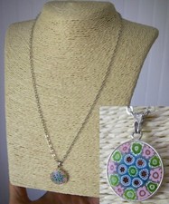 50.5cm collier pendentif milleflori AMV MURANO ? 6gr ARGENT massif 925 N°216