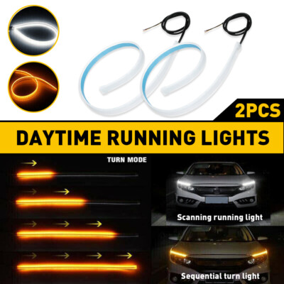AUXITO 24''/60CM Slim Amber Sequential LED DRL Turn Signal Strip for Headlight