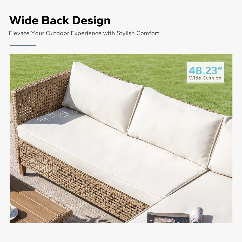 Muebles de mimbre Muebles de exterior Patio Conversación Set Sofá Exterior Ratán Foto 4 de 4