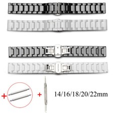 14-18mm 20 22mm Ceramic Watch Band Wristband Link Bracelet Butterly Clasp Strap