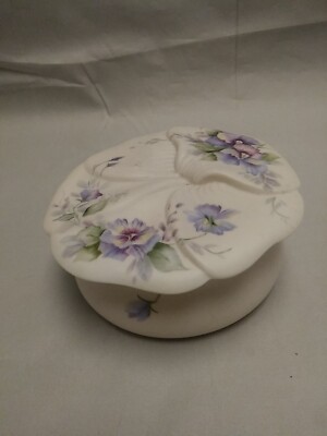 Pansy Decorated Round Tricket Box Lace Lined