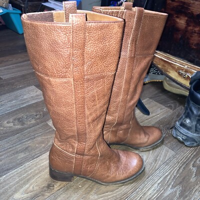 Lucky Brand Sz 1/2 M Heston Women's Tall Brown Leather Riding Boots Stretch