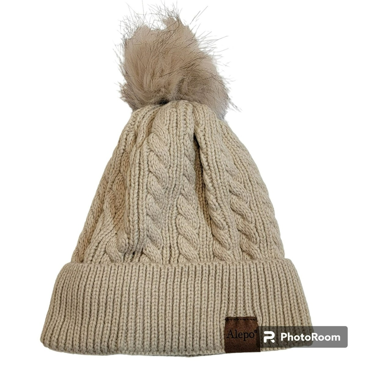 Alepo Winter Beanie Hat, Cream, Women OS, Cream Knit, Fleece  display picture 1