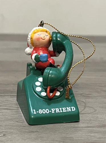 Vintage Avon Christmas Ornament Someone Special 1 800 Friend Elf Rotary Phone 2”