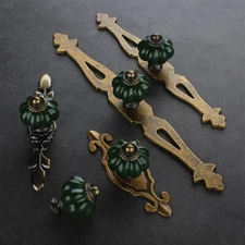 MFYS Dark green Ceramic Pumpkin style Cabinet Knobs Dresser drawer pull handle