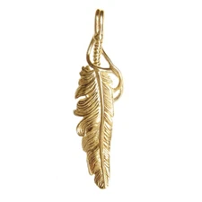 New 14k Yellow Gold Feather Pendant