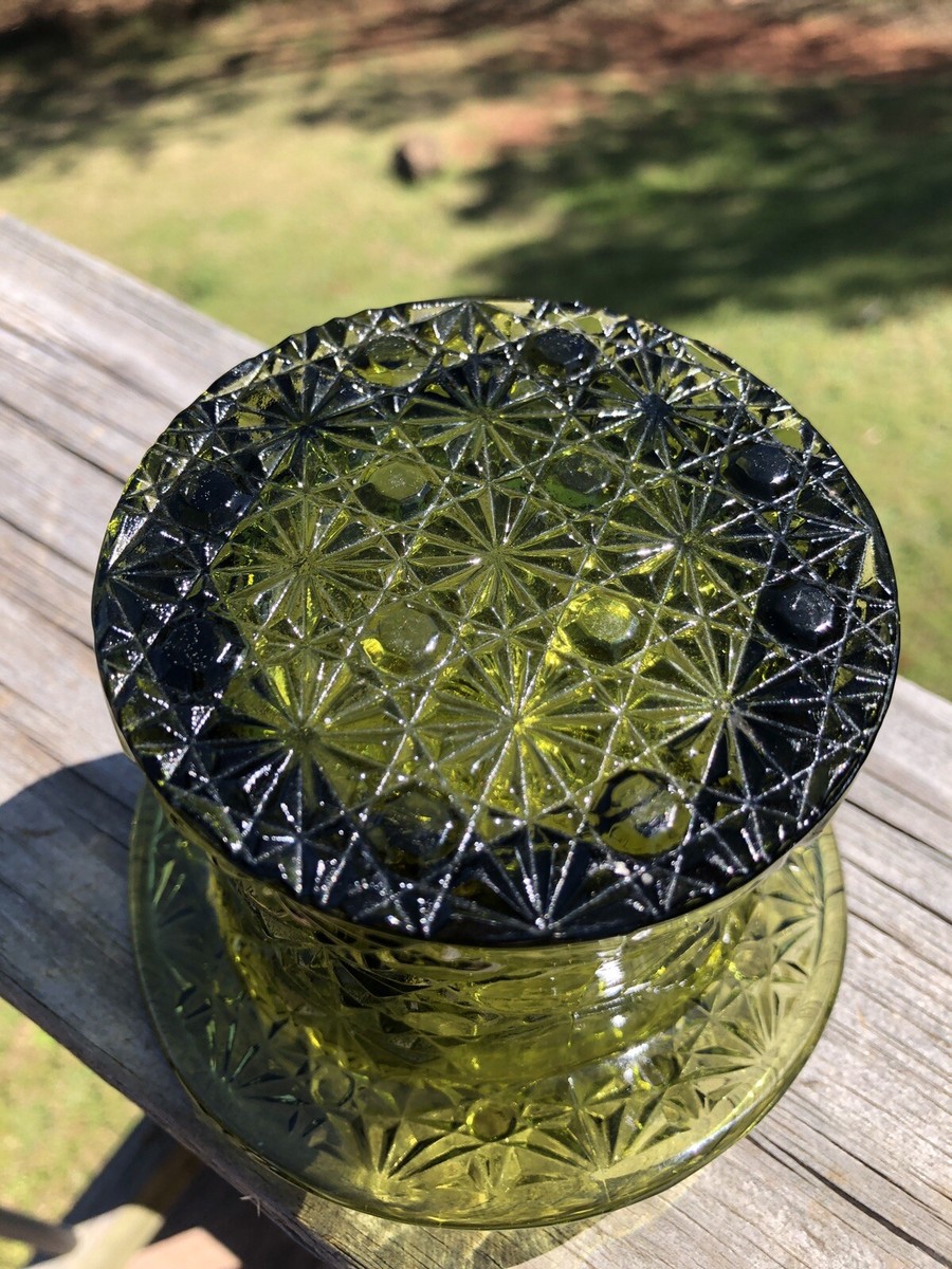 Fenton Daisy & Button Green Depression Glass Top Hat Candy