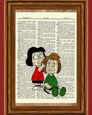 ミー、スヌーピー&チャーリーブラウン、ペパーミントパティディクショナリー Peppermint Patty & Marcie Peanuts Dictionary Art Print