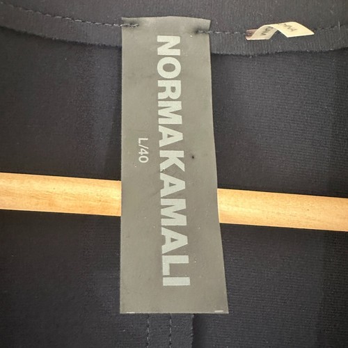 Norma Kamali Single Breasted Jacket Raw Edge Padded Shoulders Blue Size Large - Picture 5 of 9